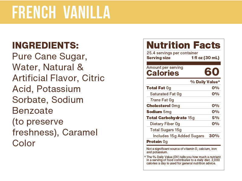 French Vanilla Flavoring Syrup (case of 6 750mL bottles)