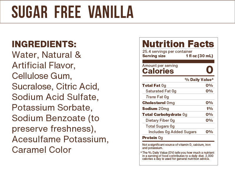Sugar Free Vanilla Flavoring Syrup (case of 6 750mL bottles)