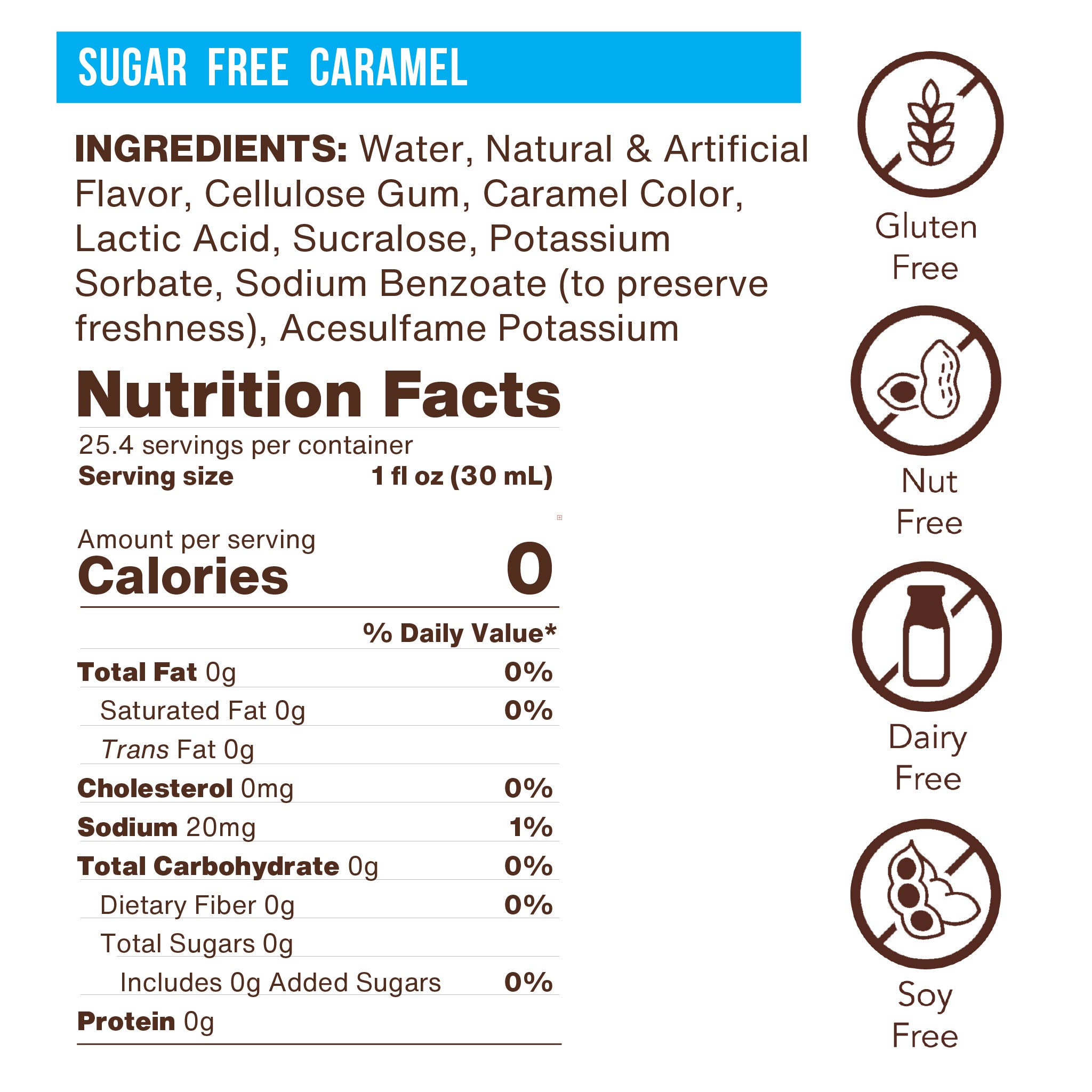 Sugar Free Caramel Flavoring Syrup (case of 6 750mL bottles)