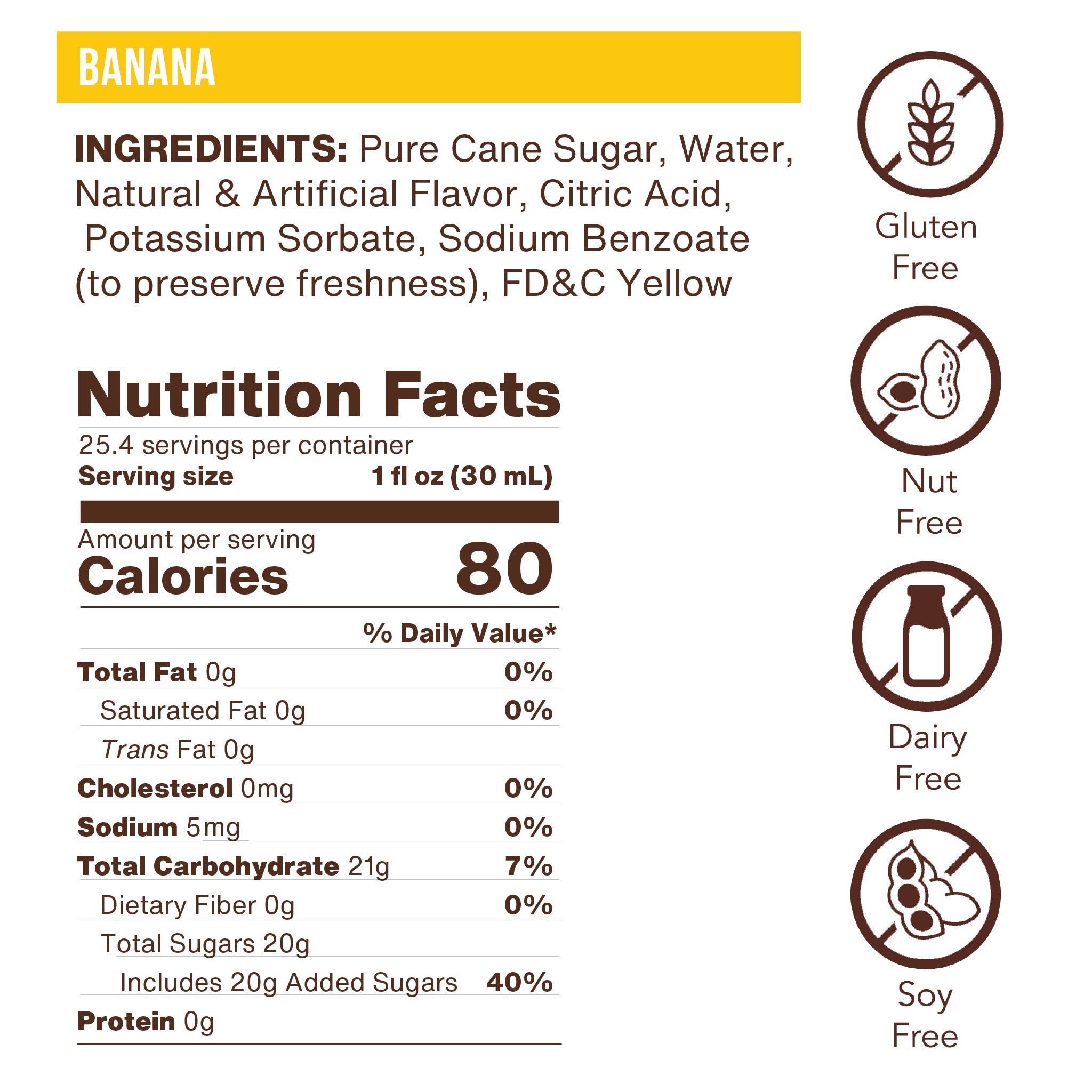 Banana Flavoring Syrup (case of 6 750mL bottles)