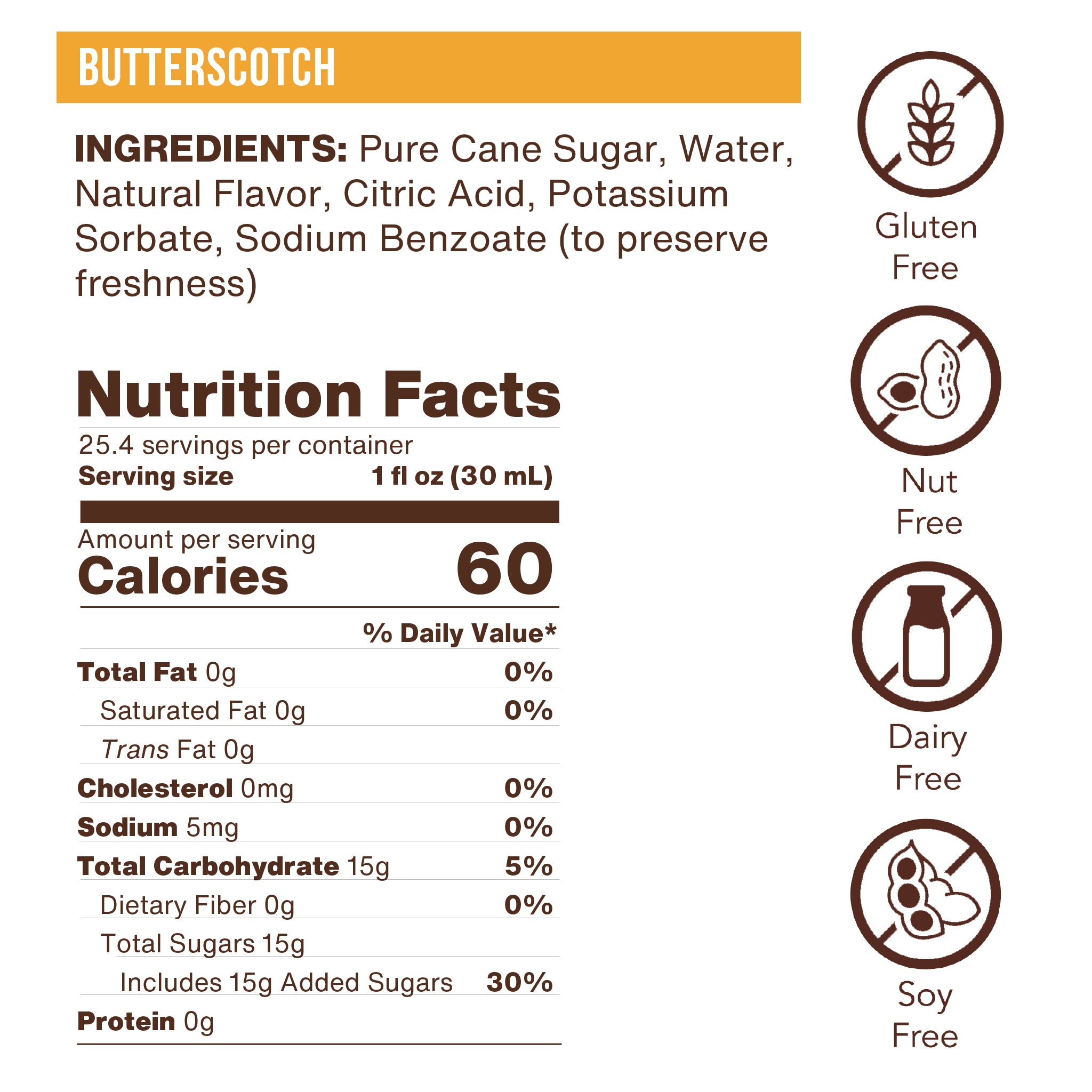 Butterscotch Flavoring Syrup (case of 6 750mL bottles)