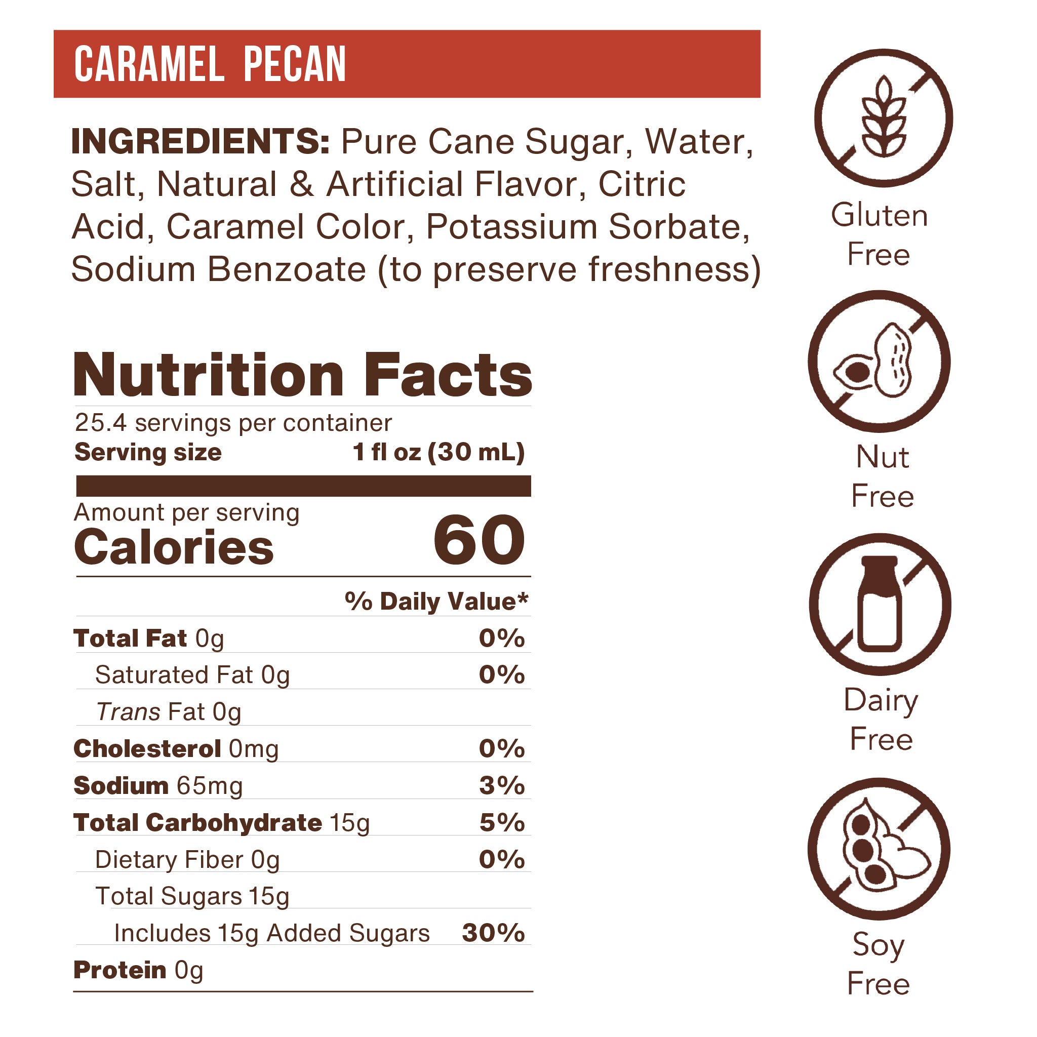 Caramel Pecan Flavoring Syrup (case of 6 750mL bottles)