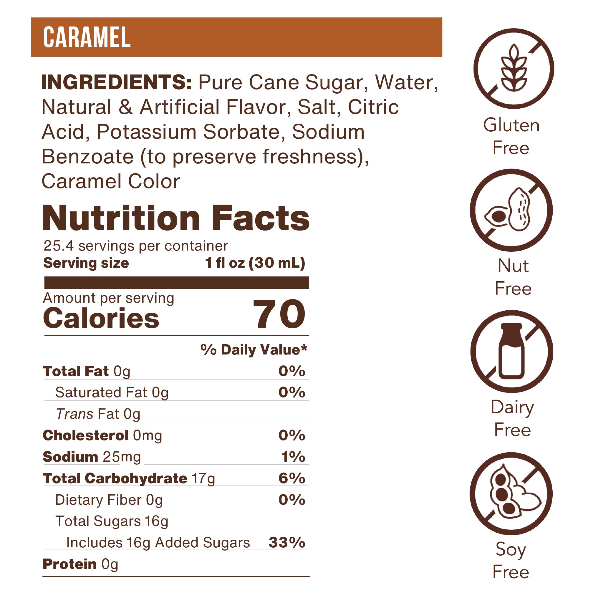 Caramel Flavoring Syrup (case of 6 750mL bottles)