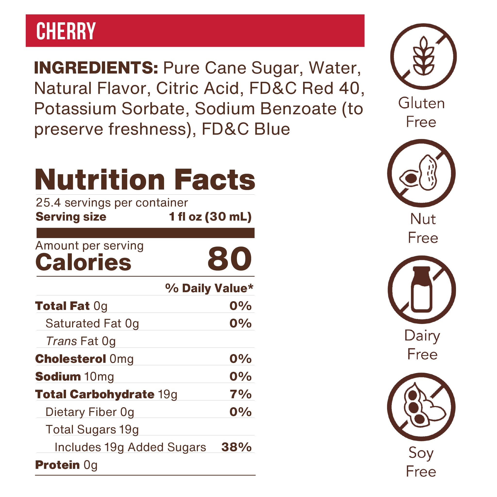 Cherry Flavoring Syrup (case of 6 750mL bottles)