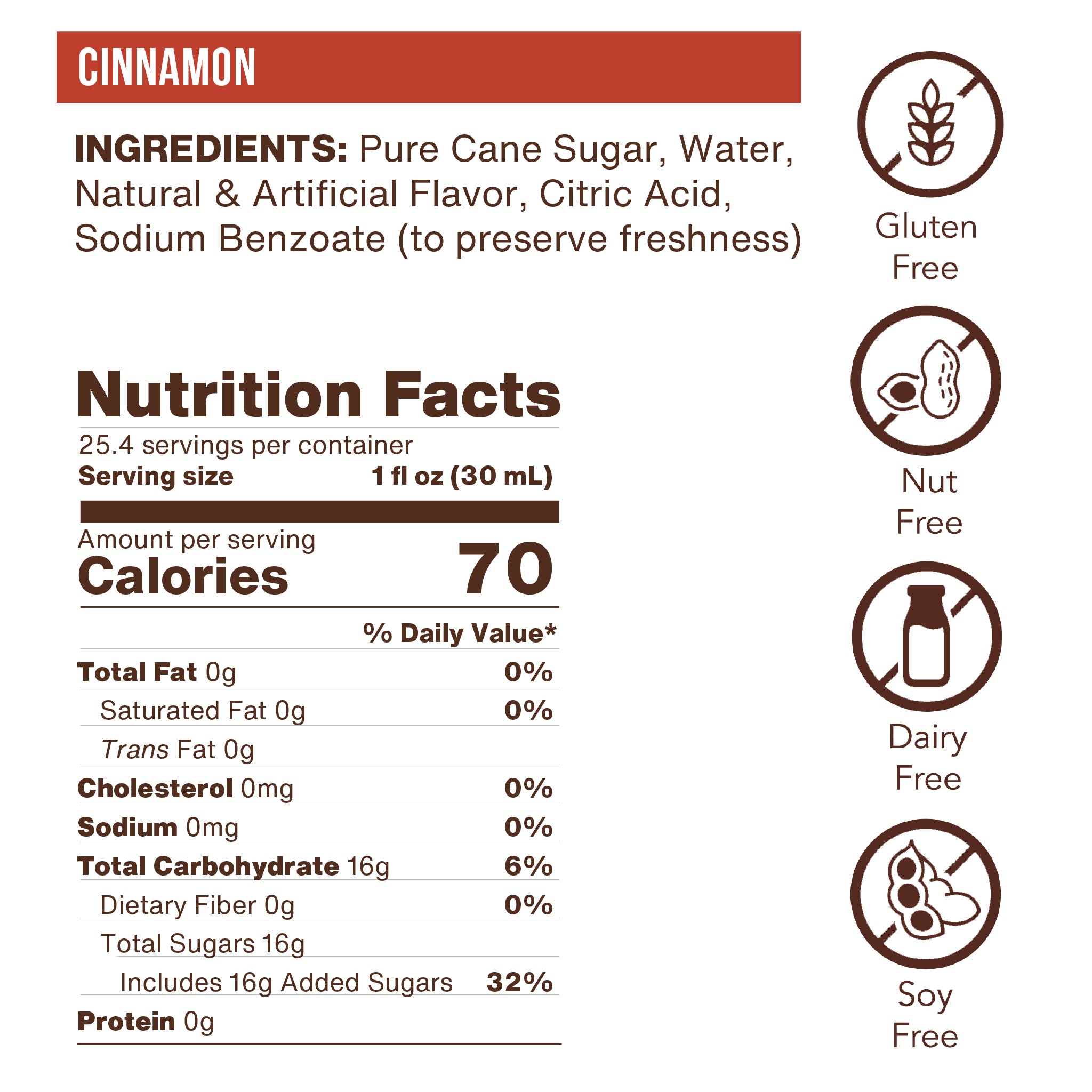 Cinnamon Flavoring Syrup (case of 6 750mL bottles)