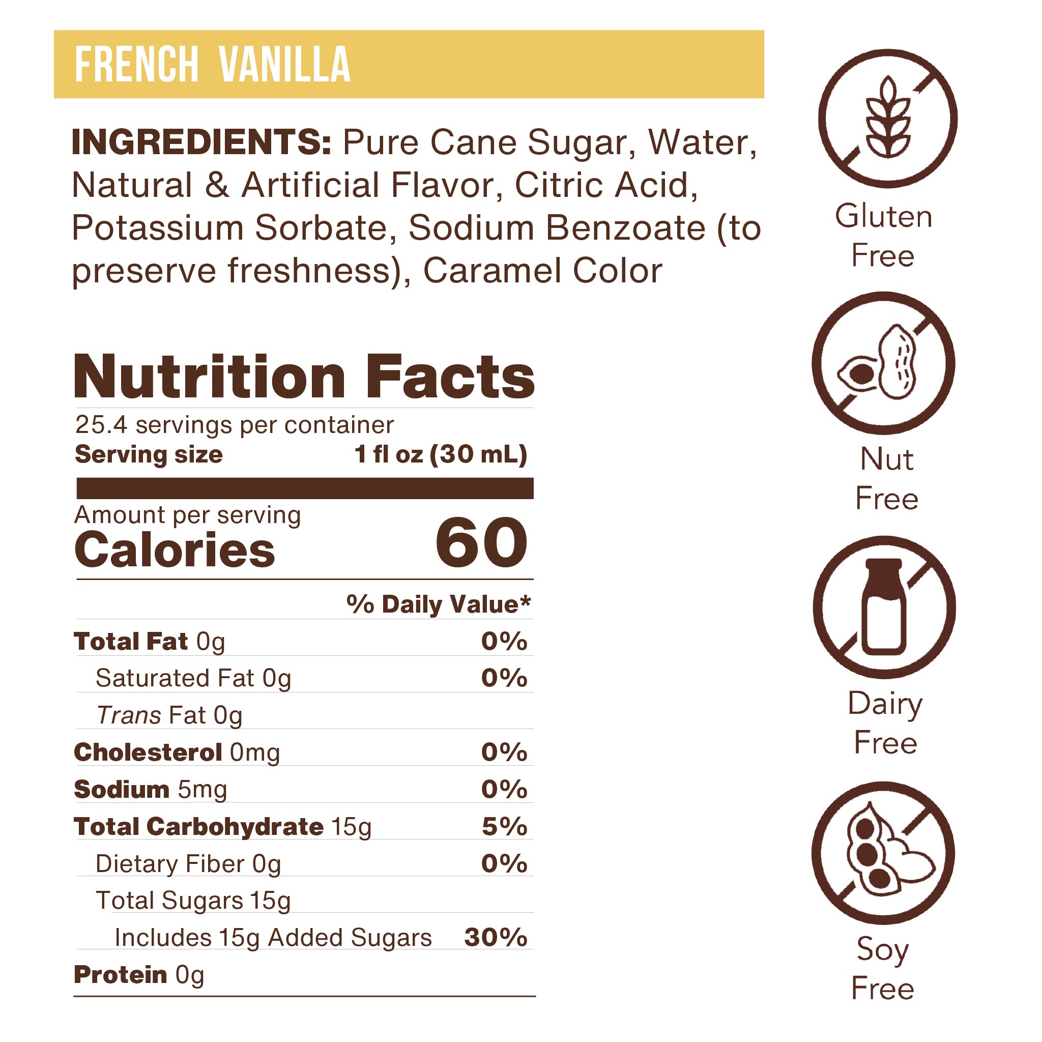 French Vanilla Flavoring Syrup (case of 6 750mL bottles)