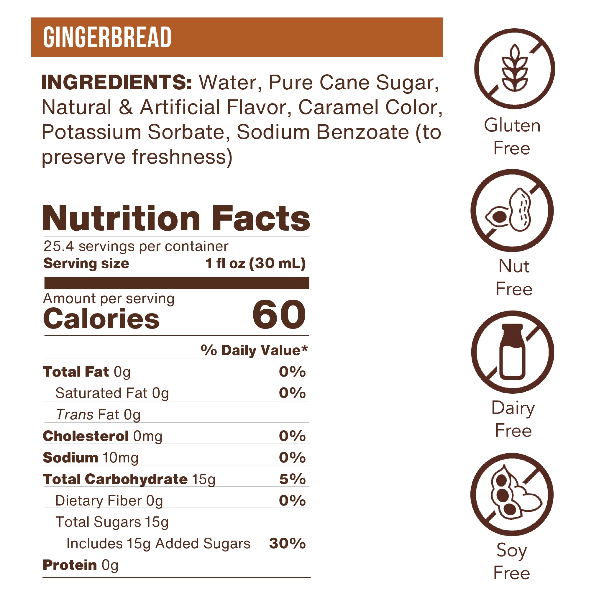 Gingerbread Flavoring Syrup (case of 6 750mL bottles)