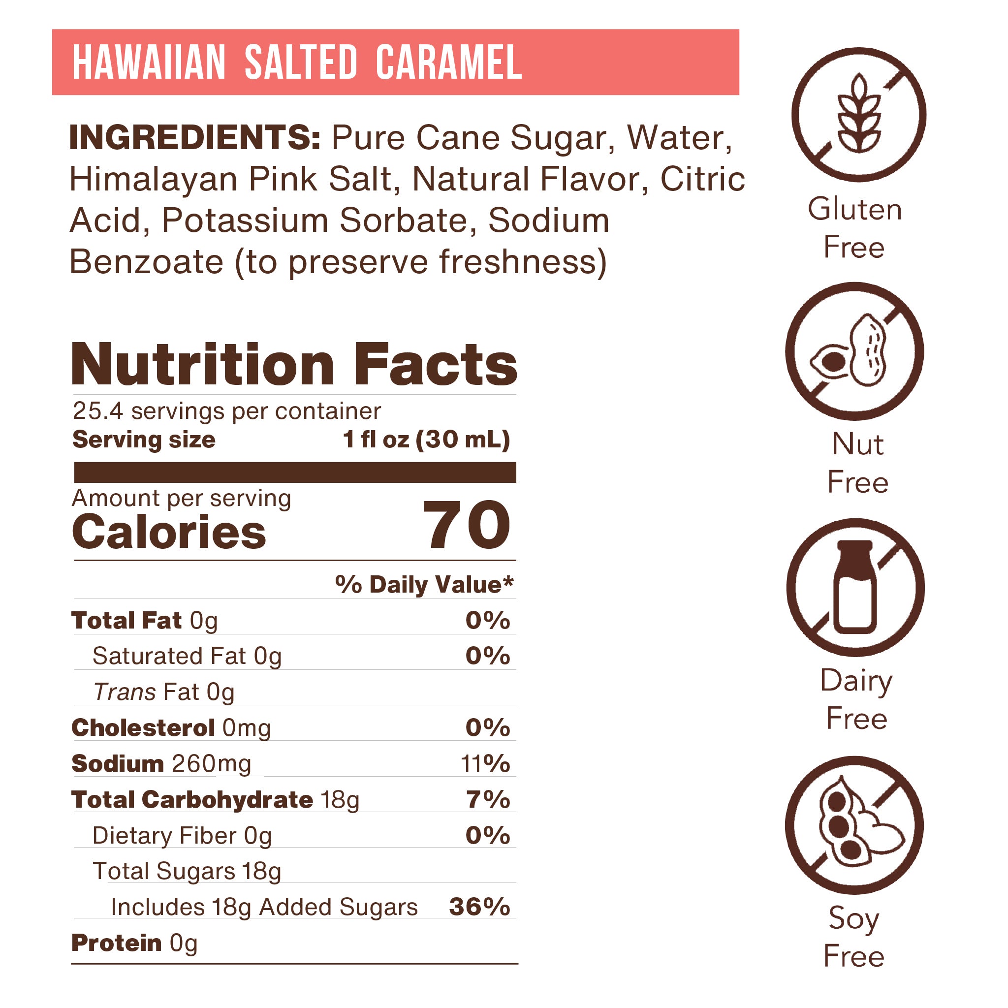 Hawaiian Salted Caramel Flavoring Syrup (case of 6 750mL bottles)