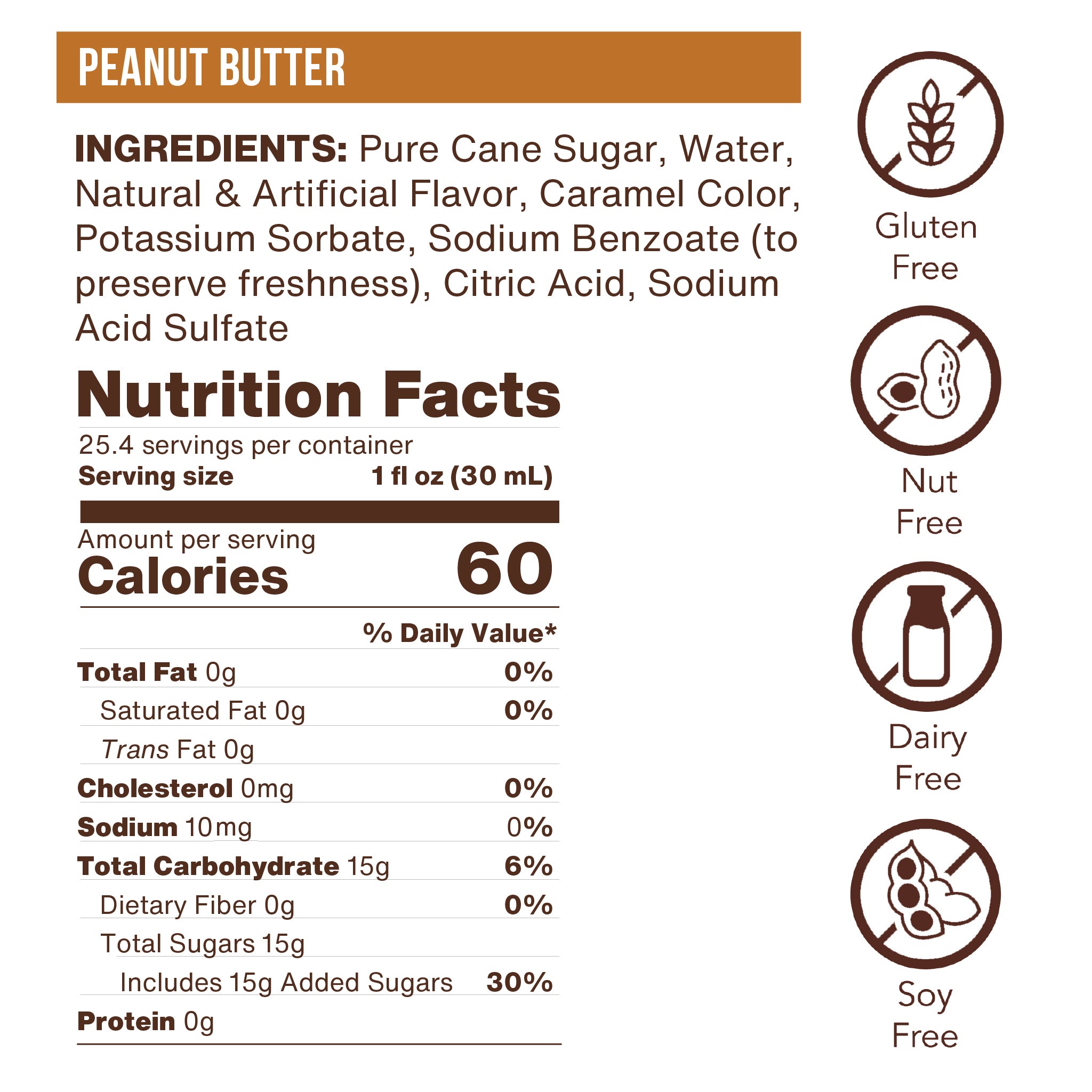 Peanut Butter Flavoring Syrup (case of 6 750mL bottles)