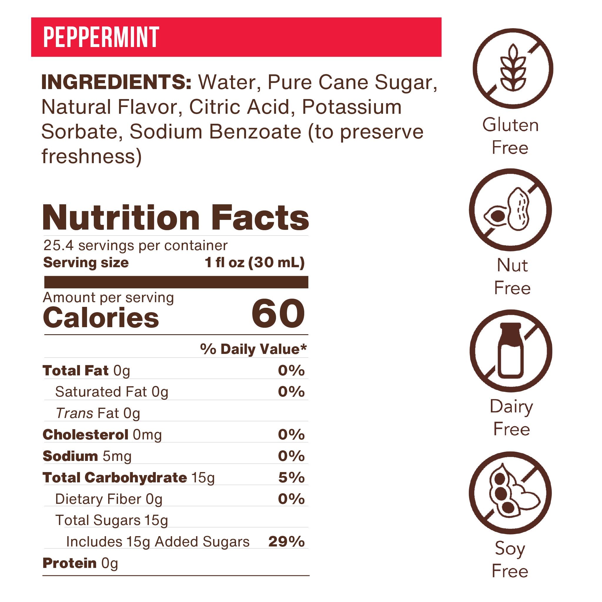 Peppermint Flavoring Syrup (case of 6 750mL bottles)