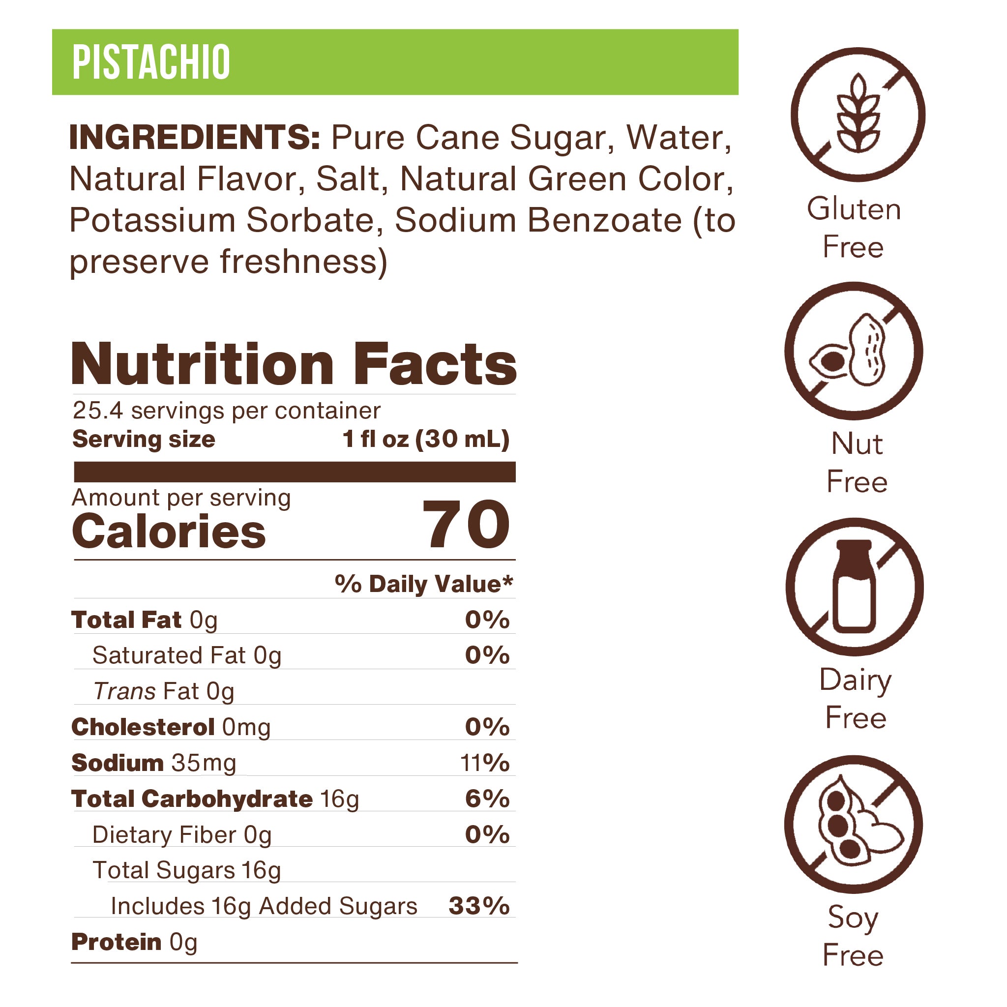Pistachio Flavoring Syrup (case of 6 750mL bottles)
