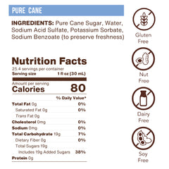 Pure Cane Flavoring Syrup (case of 6 750mL bottles)