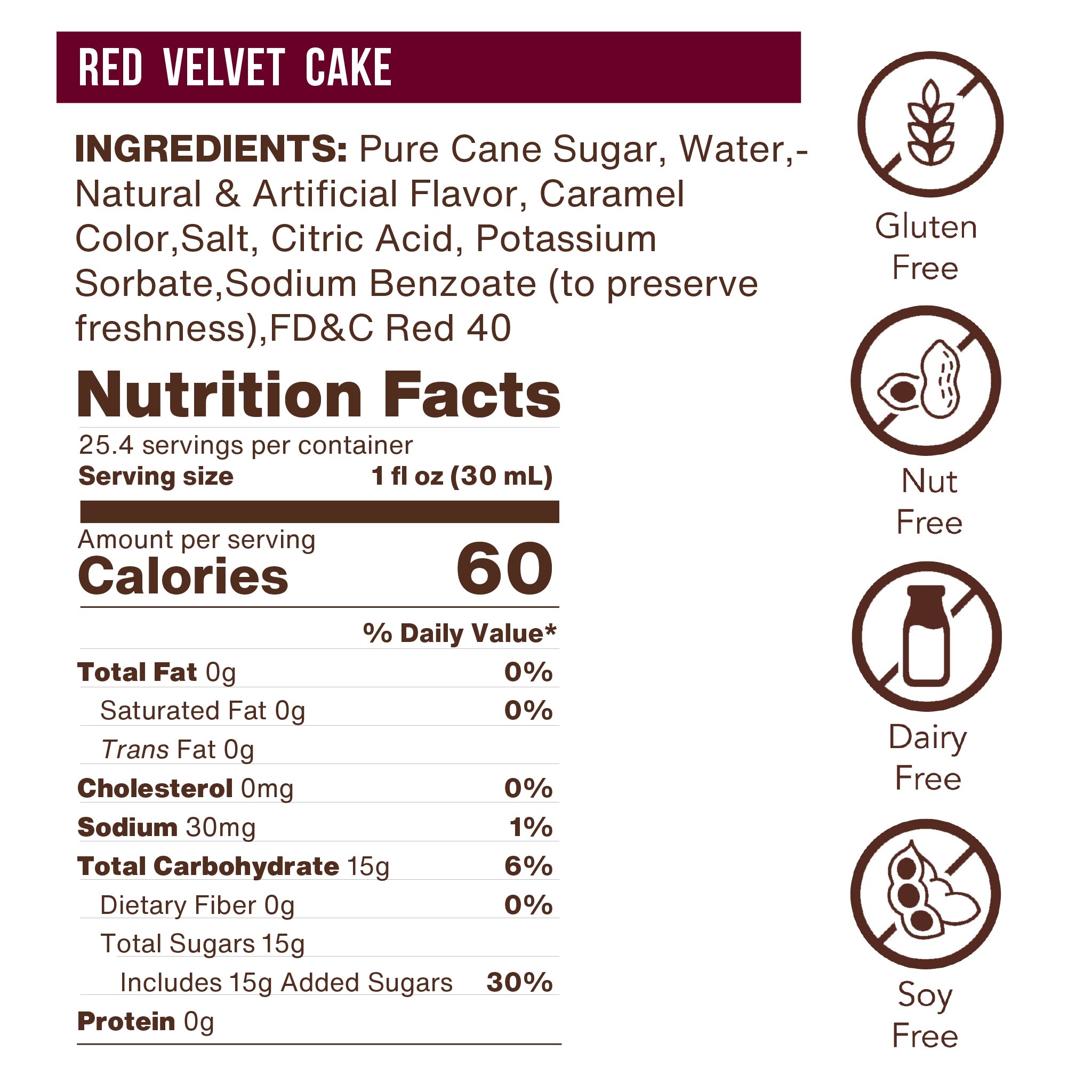 Red Velvet Cake Flavoring Syrup (case of 6 750mL bottles)