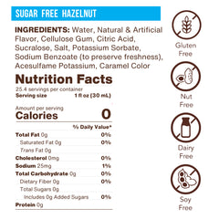 Sugar Free Hazelnut Flavoring Syrup (case of 6 750mL bottles)