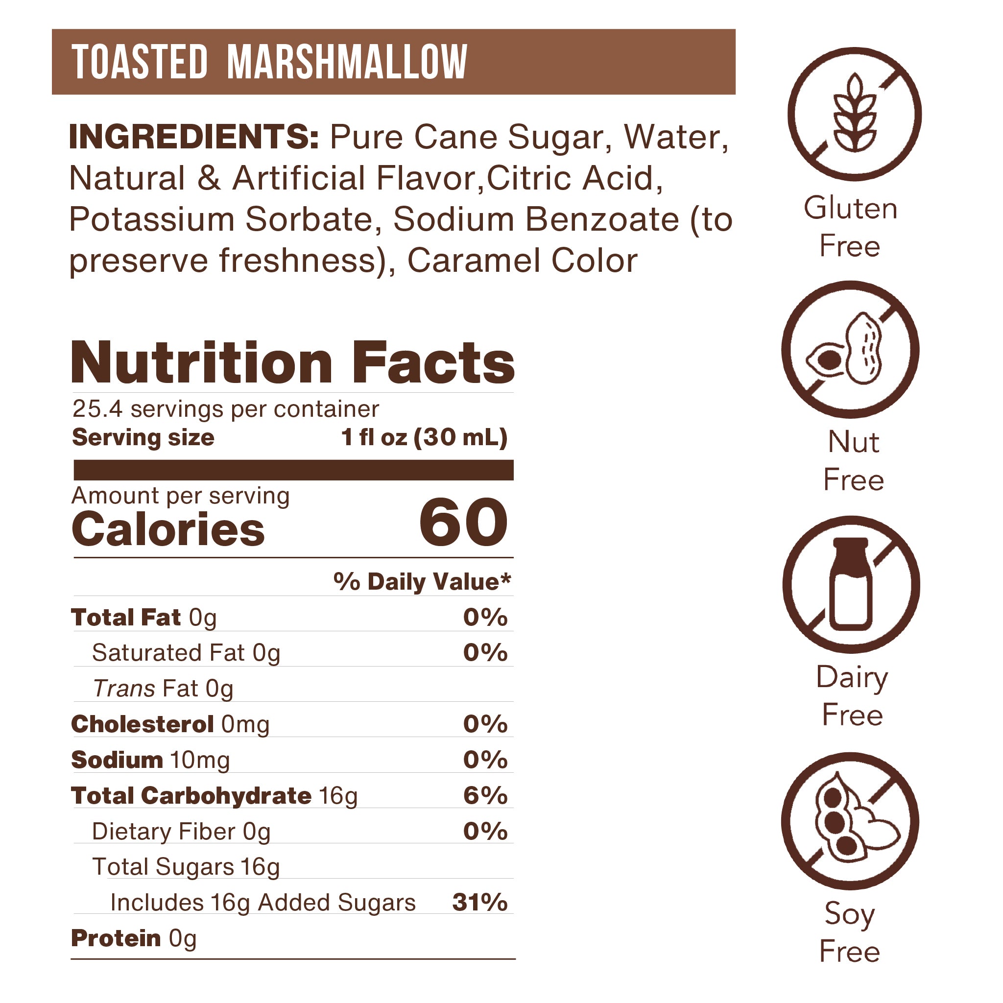 Toasted Marshmallow Flavoring Syrup (case of 6 750mL bottles)
