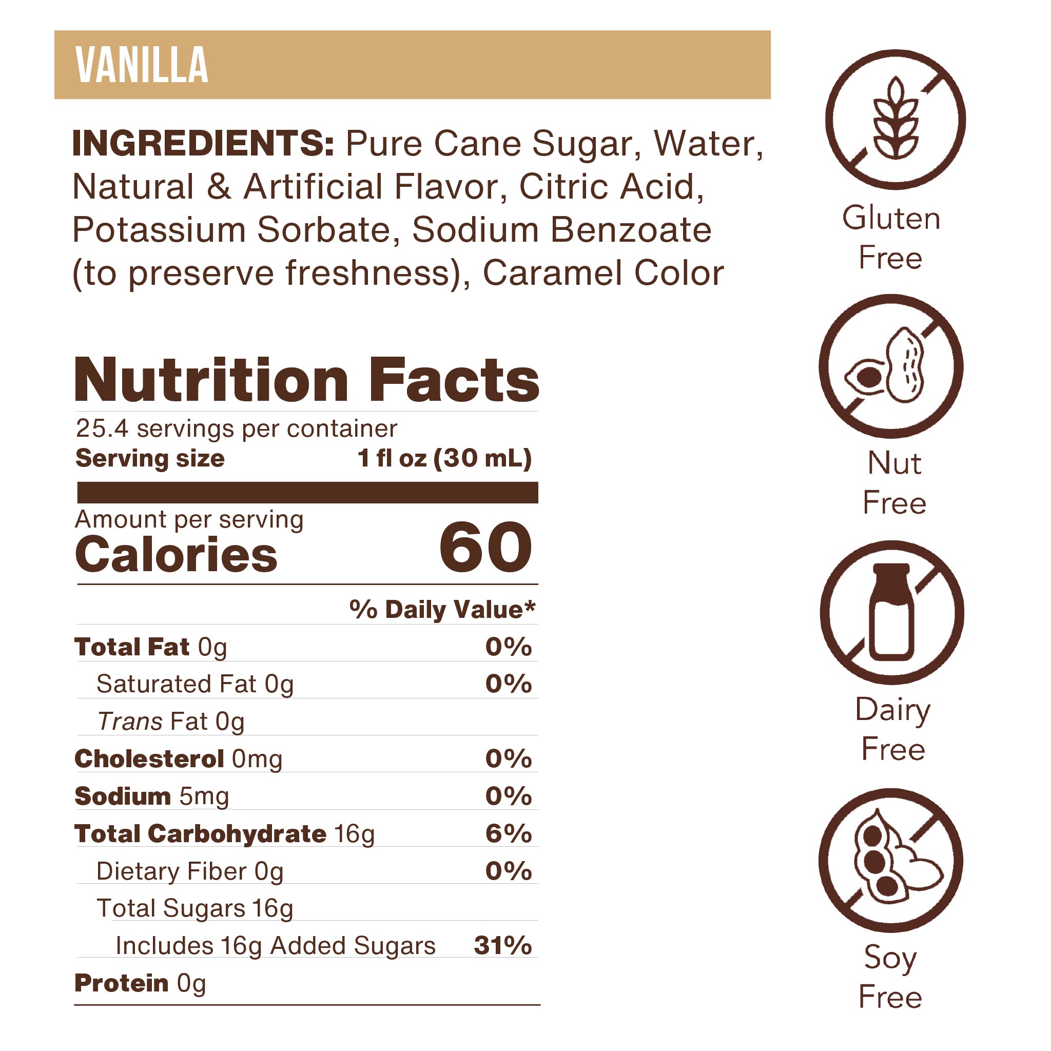 Vanilla Flavoring Syrup (case of 6 750mL bottles)