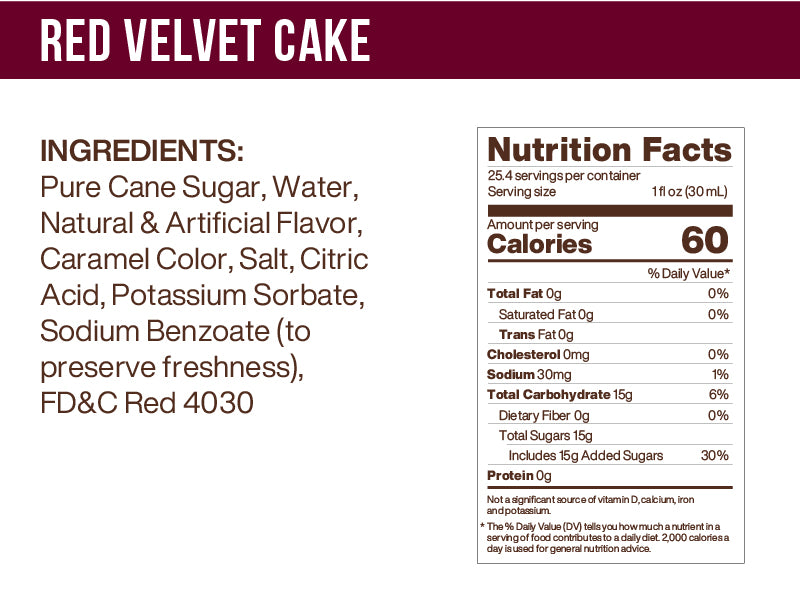 Red Velvet Cake Flavoring Syrup (case of 6 750mL bottles)